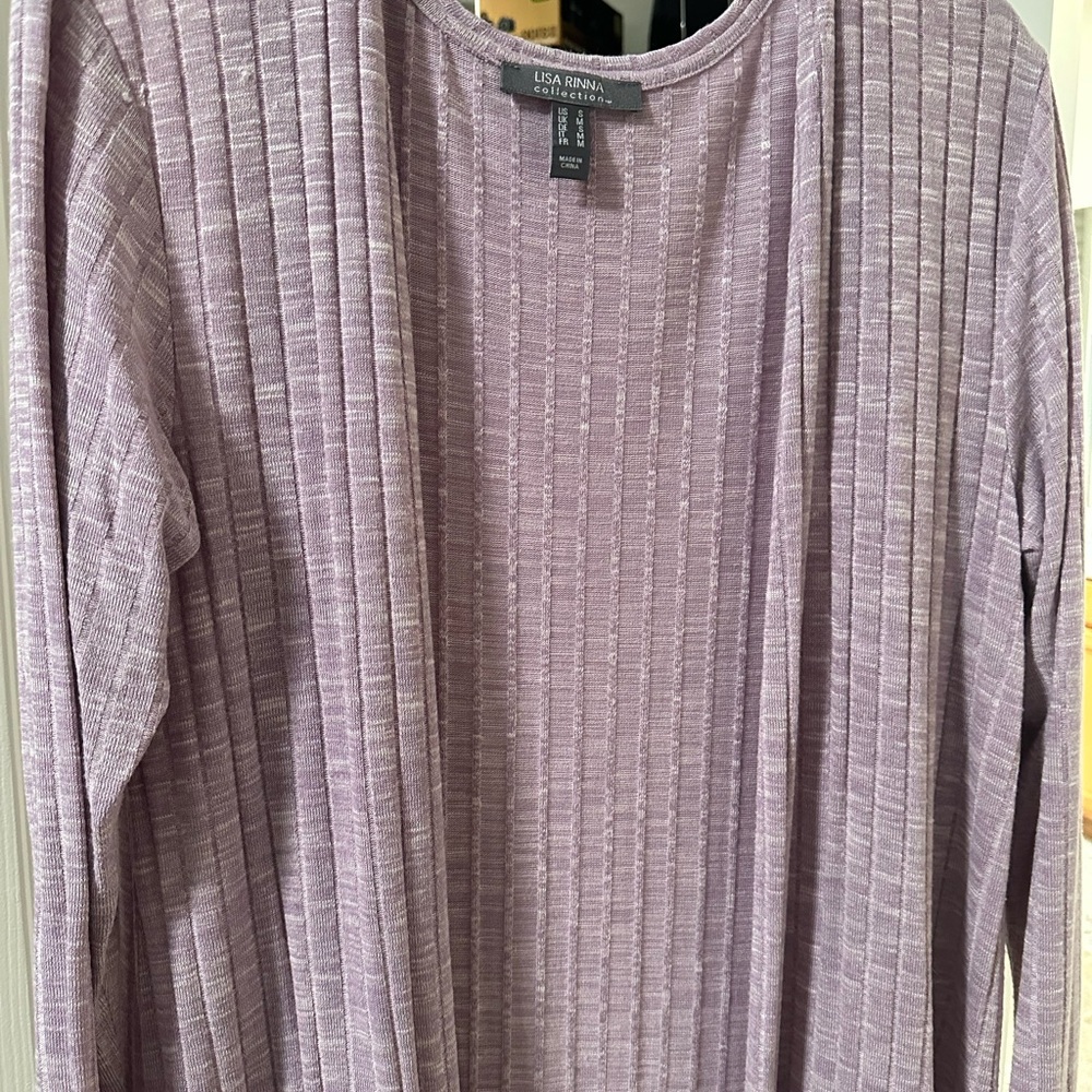 Lisa Rinna Collection Lavender Ribbed Open duster